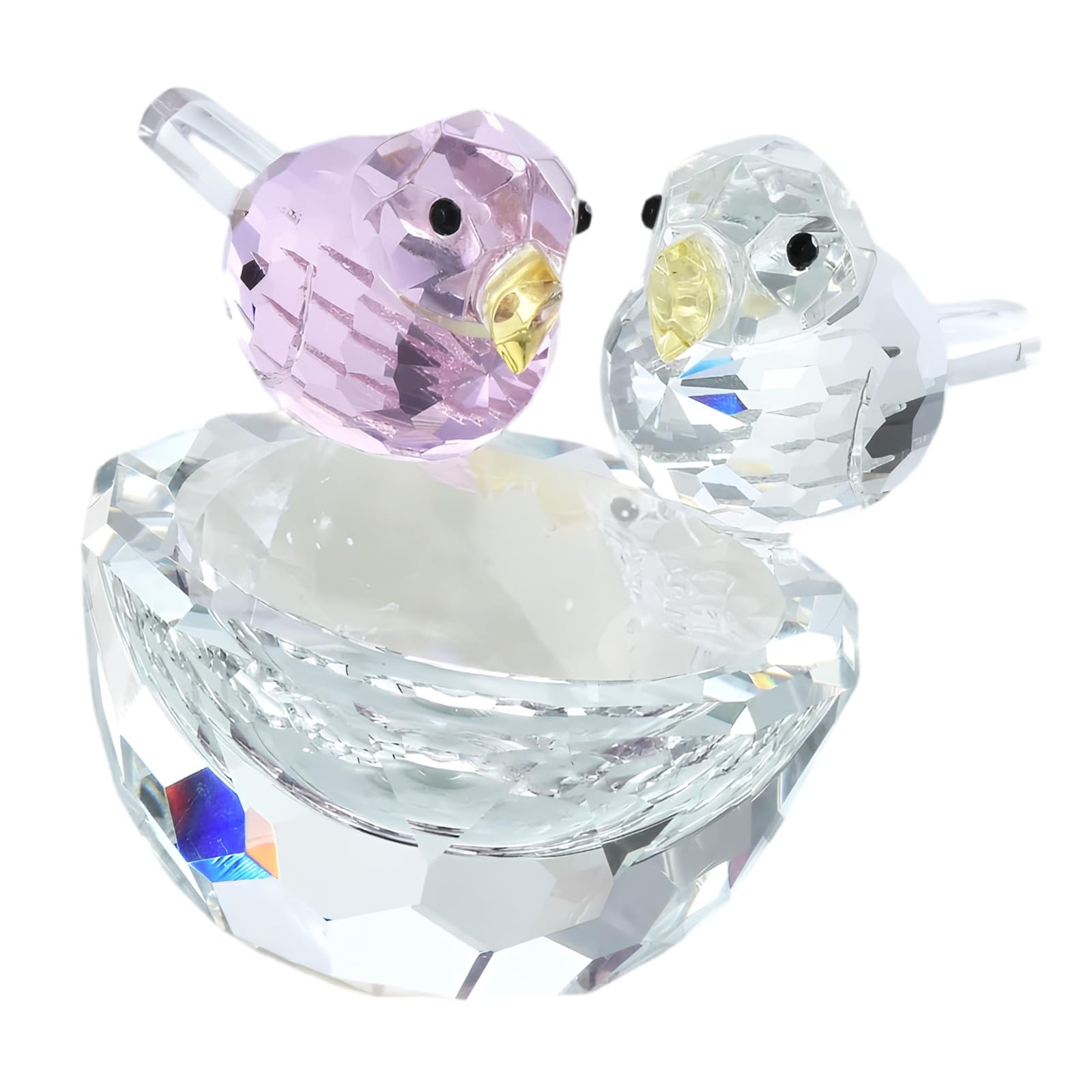 Lerpwige Crystal Bird Figurines with Storage Bowl Art Glass Animal Figurine Paperweight Collectible Birds Bird Lover Paperweight