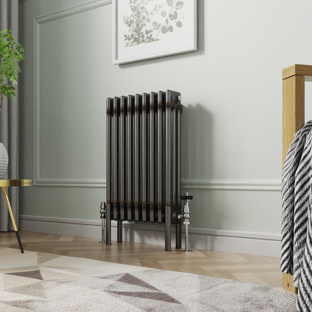NRG Traditional Cast Iron Style Radiator Raw Metal Triple Column 600x425mm