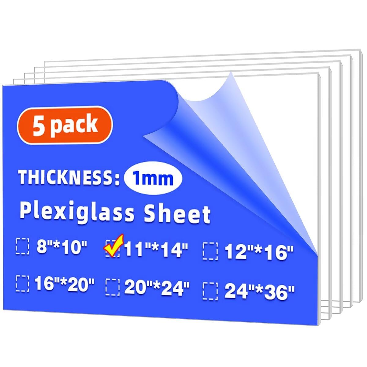 Photo 1 of (5 Pack) KERTLOU 11" x 14" Clear Plexiglass Sheets