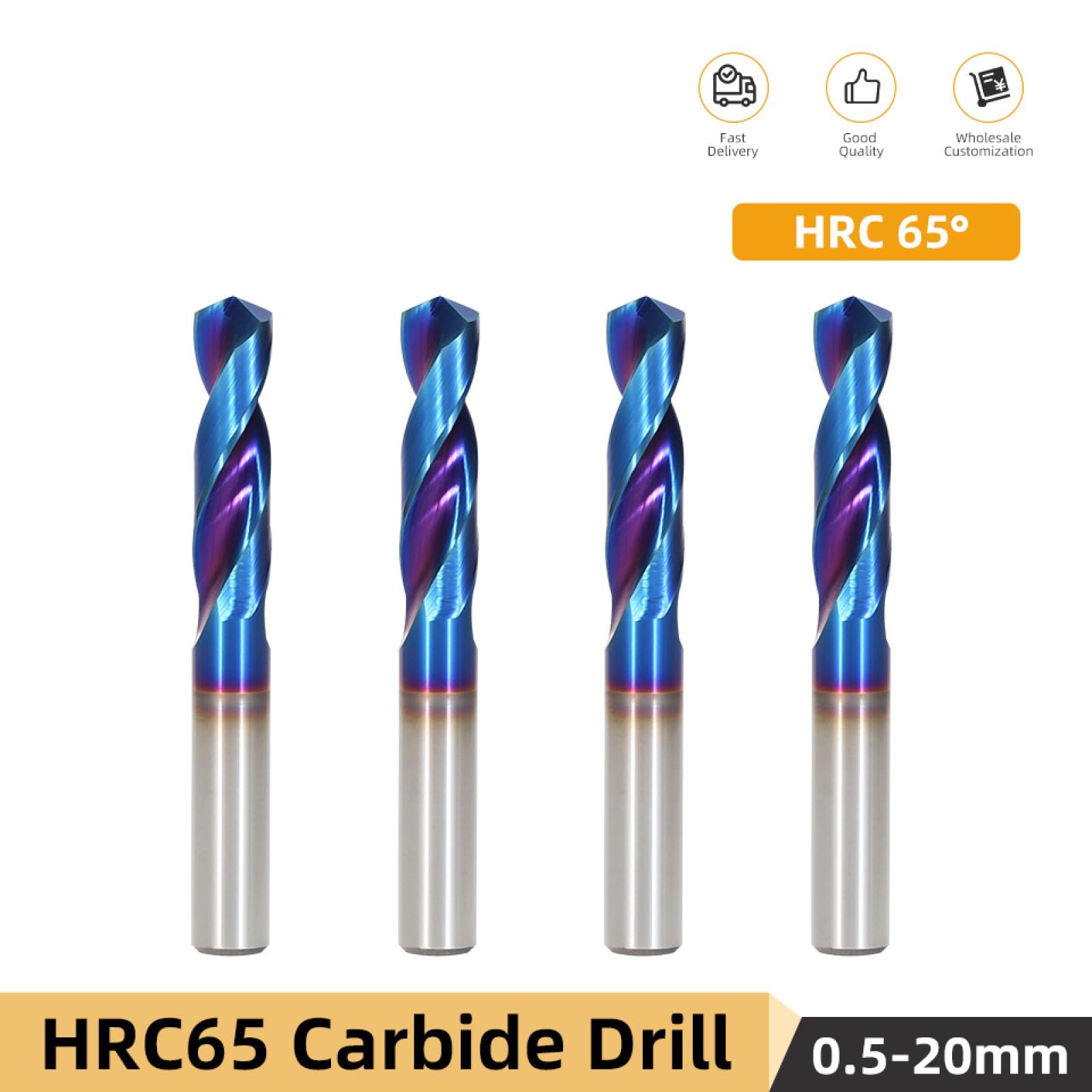 Punte in carburo di tungsteno Hrc65° Punte per metallo per lavorazione di metalli duri Utensile per foratura in acciaio per tornio CNC 0,5-20,0 mm (6,7 mm x 30 x 60 L)