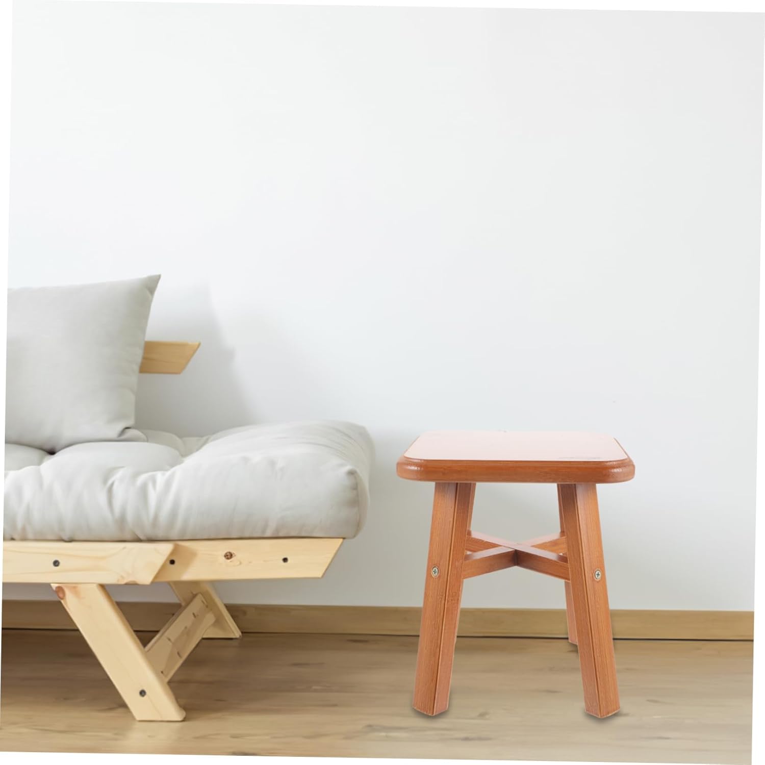 Wooden Stool for Home Use Lightweight Low Stool for Shoe Changing Stylish Solid Wood Footstool for Adults and Boys and Girls Versatile for Living Room Bathroom and Bedroom