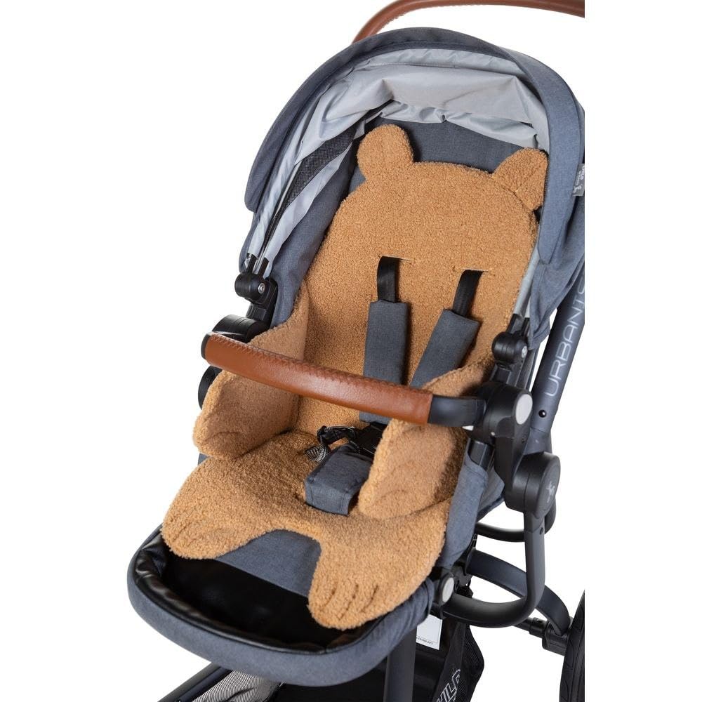 CHILDHOME - Cojín reductor universal compatible con trona, tumbona, asiento de coche, cochecito, aberturas para pasar, arnés de seguridad, suave, Teddy Beige
