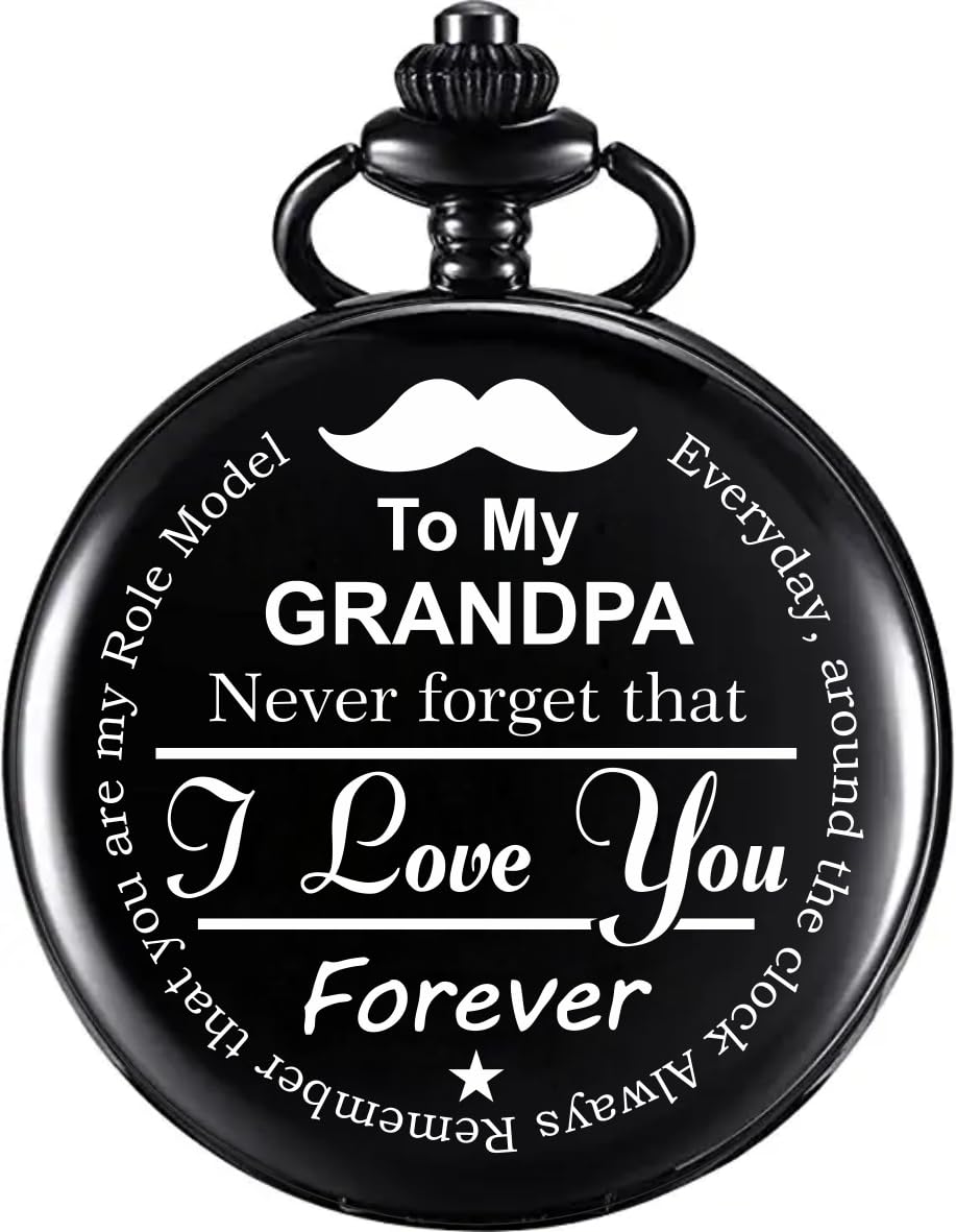 GT Gala Time Classic Black Gandhi Style Pocket Watch to My Grandpa Engraved Unique Memorable Gift for Men Women (to My Grandpa) (B0CJVHR4QP) Amazon Price History, Amazon Price Tracker
