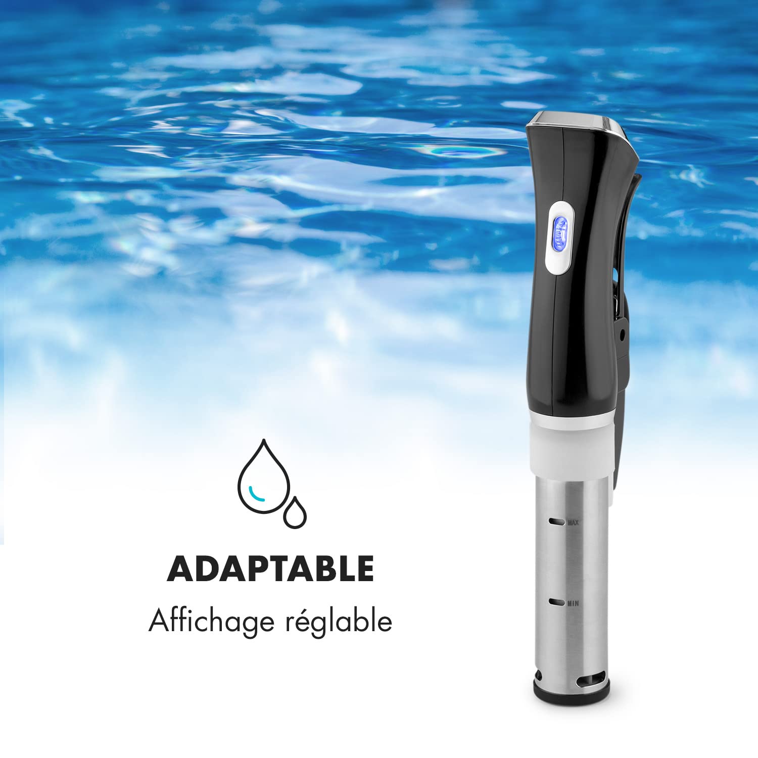 Klarstein QuickStick Mixeur plongeant sous vide (1 300 W, 20 litres, thermostat, minuteur, réglage de la température, écran LCD, bleu et noir