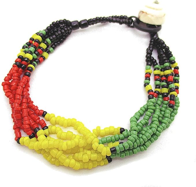 Amazon.co.jp: ラスタカラー ビーズ ブレスレット レゲエ メンズ