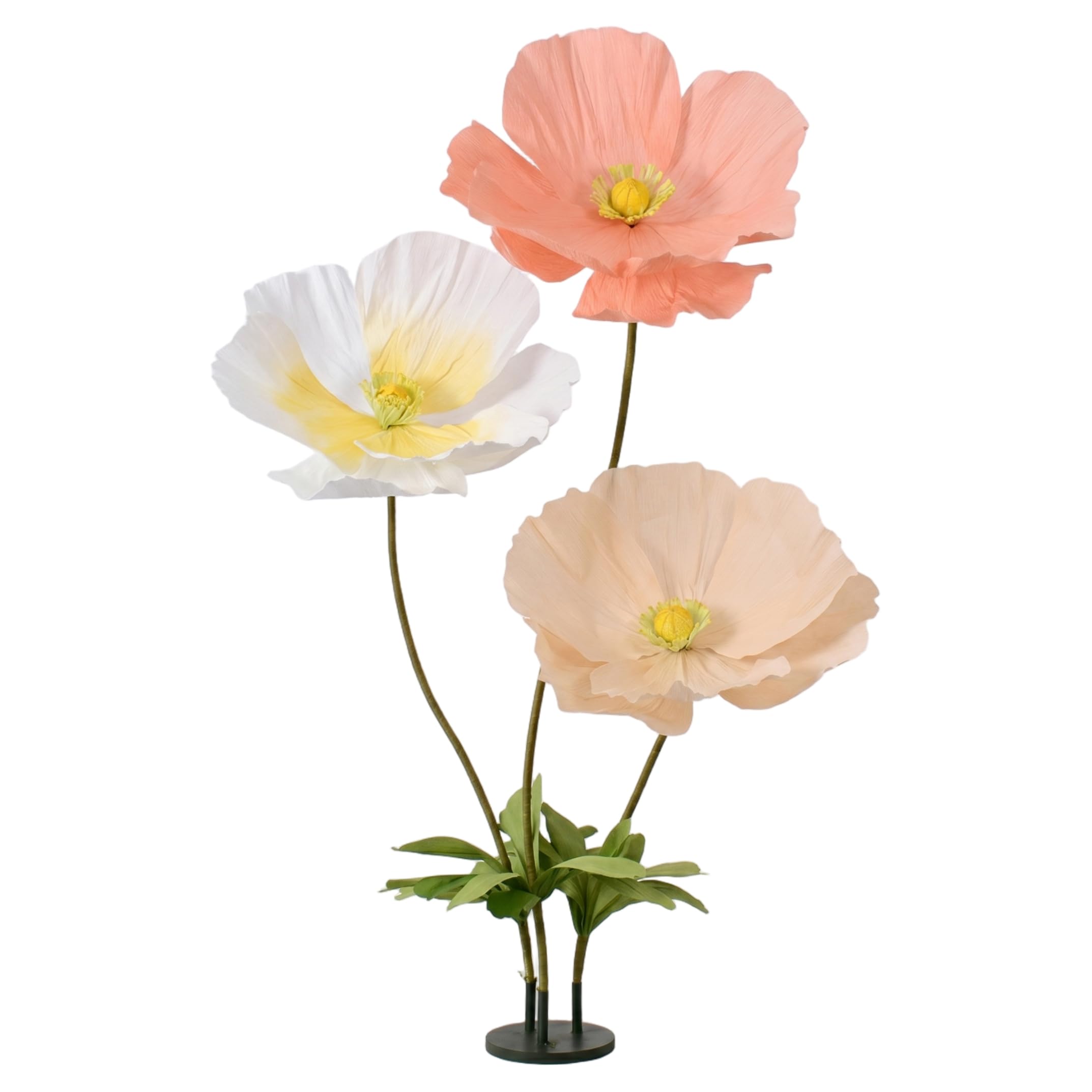 Riesenblumen, Riesenblumen zur Dekoration mit Ständer, künstliche Mohnblumen für Garten, Hotel, Büro, Fotografie-Requisiten, Hochzeit, Kunstgalerie, Schaufensterauslage – 6 Fuß/170 cm