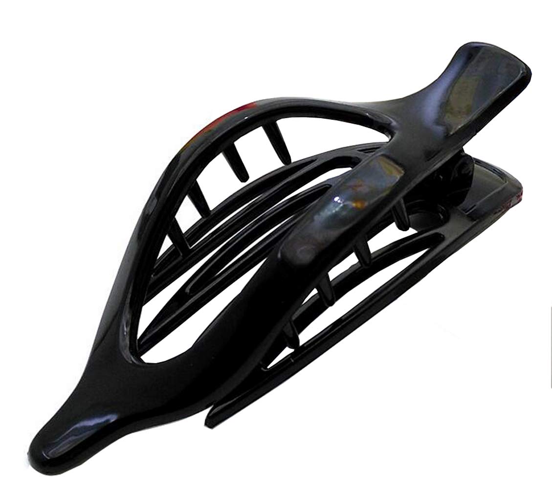 1PC 12.5cm/5" Length Simple Style Black Plastic Hair Clips Hollow Duckbill Jaw Clip Hair Claw Classic France French Twist Ponytail Hair Clamp Crab Clasp Hairgrip Barrettes Styling Accessories