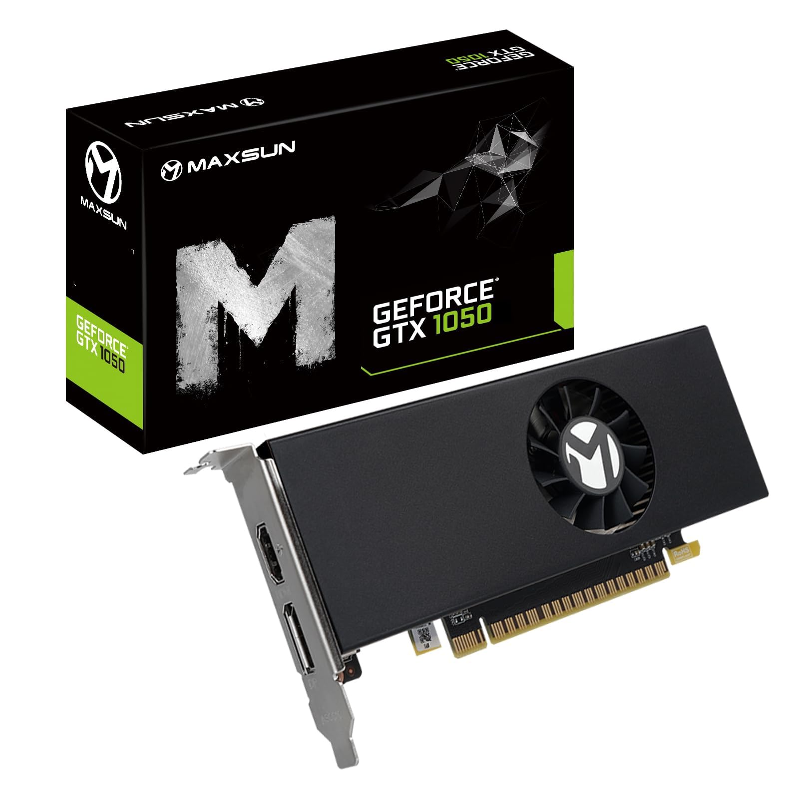 maxsun GEFORCE GTX 1050 - Tarjeta gráfica para videojuegos de perfil bajo de 4 GB, GDDR5, 128 bits, mini delgada, factor de forma pequeño, SSF, diseño de perfil bajo, DisplayPort, HDMI