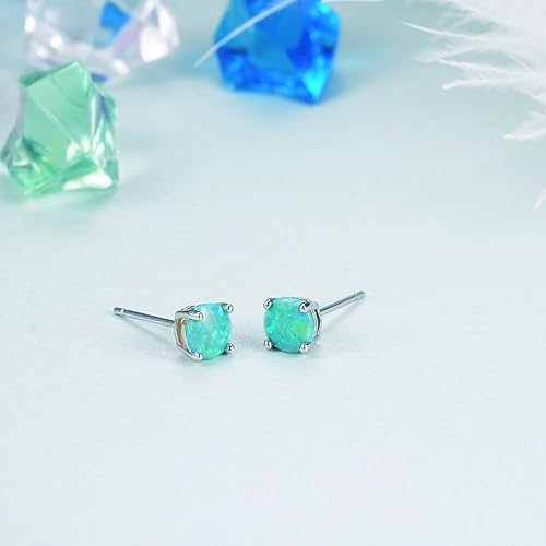 Miniatura 5 de Deslumbrantes aretes de ópalo chapados en oro rosa, aretes de botón de ópalo chapados en oro rosa de 18 quilates, 6MM redondos para mujer