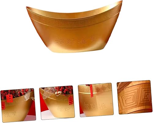 Miniatura 2 de SOESFOUFU Caja de plástico Yuan Bao Fu Cask Cesta de frutas de plástico para centro de mesa, bandeja de servir aperitivos, decoración de lingote de