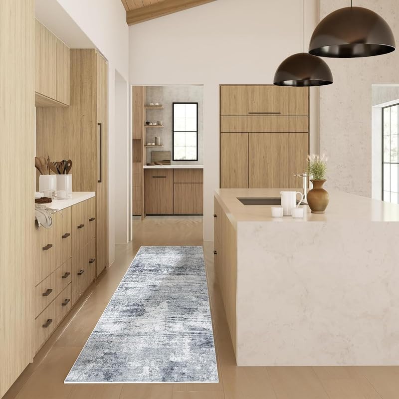 Machine Washable Hallways Runner Rug: 2'x 10' Runner Rug Stain Resistant Abstract Non Slip Floor Rug with Rubber Backing Non Shedding Soft Carpet Runners for Kitchen Indoor Entryway Bedroom Farmhouse