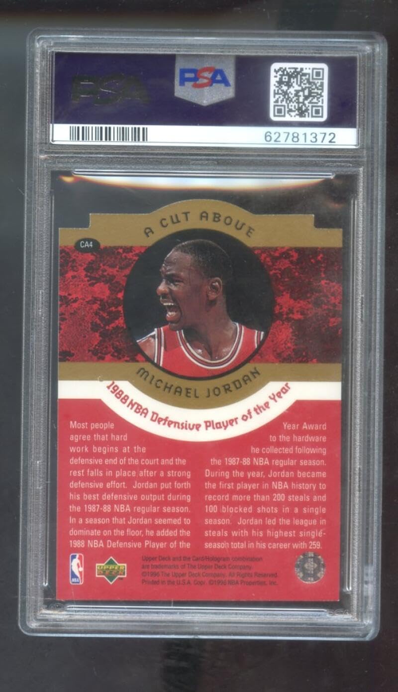 1996-97 Upper Deck Collector's Choice A Cut Above #CA4 1988 Defensive Player Of The Year Michael Jordan PSA 8 Graded Basketball Card NBA 96-97 1996-1997 Chicago Bulls Collectors