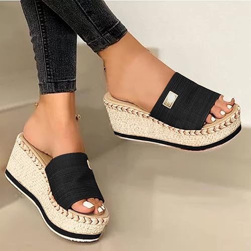 Miniatura 2 de JMMSlmax Sandalias elegantes de verano para mujer sandalias de cuña de ancho para mujer zapatos de cuña con plataforma de punta abierta