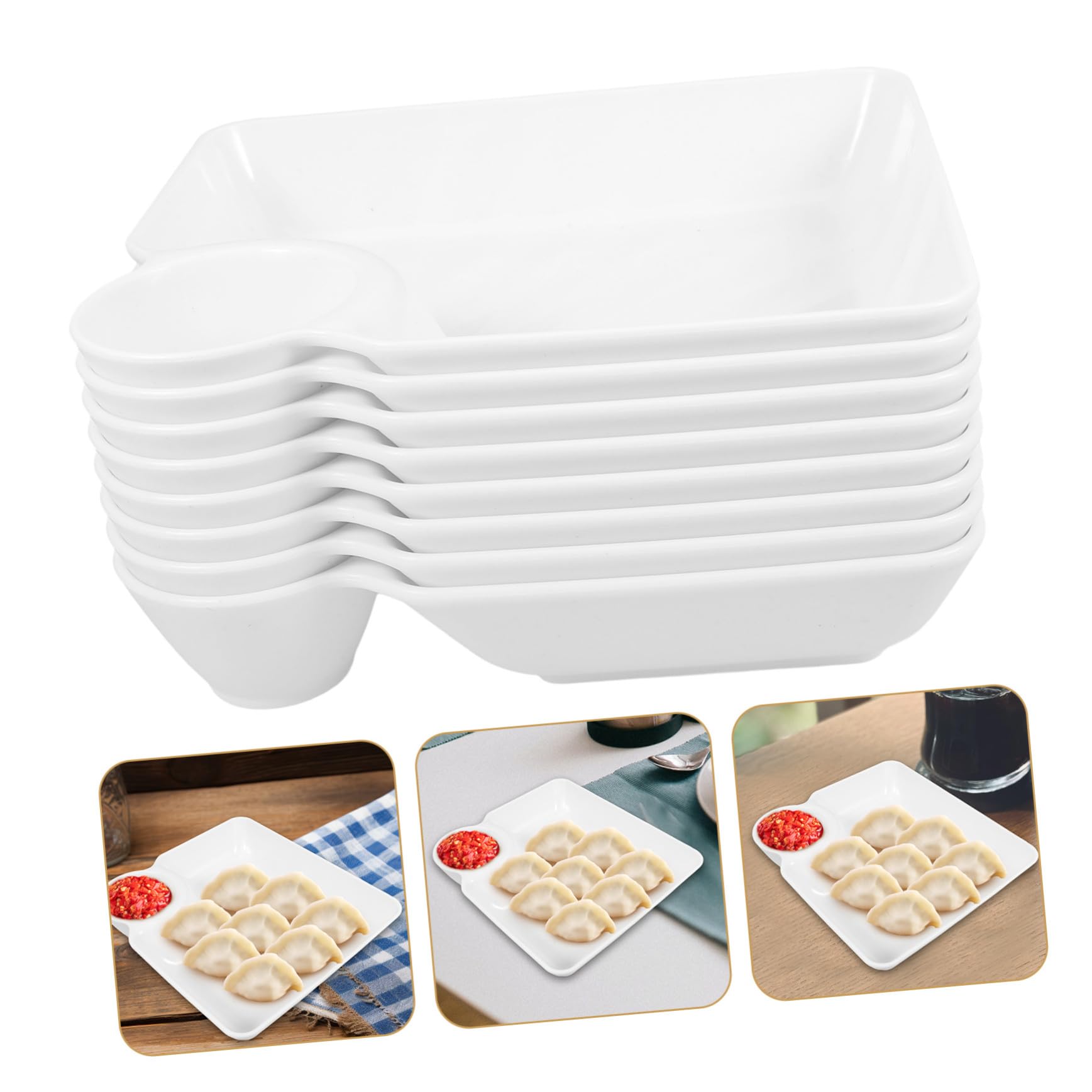 8 Stück Quadratisches Snackteller mit Dip Schale Wiederverwendbar aus Langlebigem Pp Geteilter Soßenhalter für Partys und Familienfeiern Platzsparendes Design
