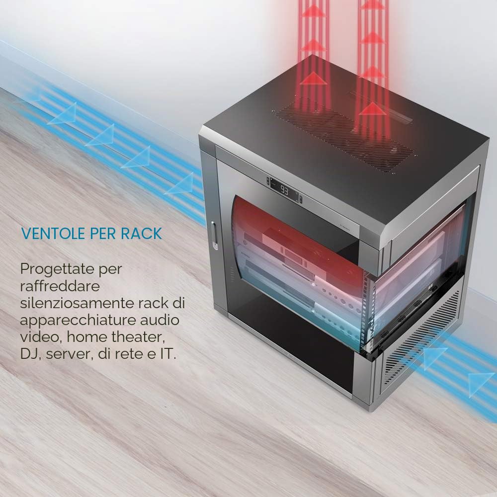 AC Infinity Kit Ventola Rack ROOF, silenzioso con Doppia Ventola e Regolatore di Velocità, per Raffreddamento AV, Home Theater, Rack da 48 cm, 19 Pollici