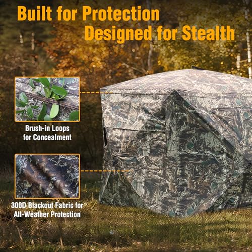 FLISSA Hunting Blind See-Through with Full-Opening Door, 2-3 Person Ground Camouflage Tent, 270 Degree, Portable and Durable 300D Reinforced Blind for Turkey, Deer, and Bear by FLISSA - Image 4