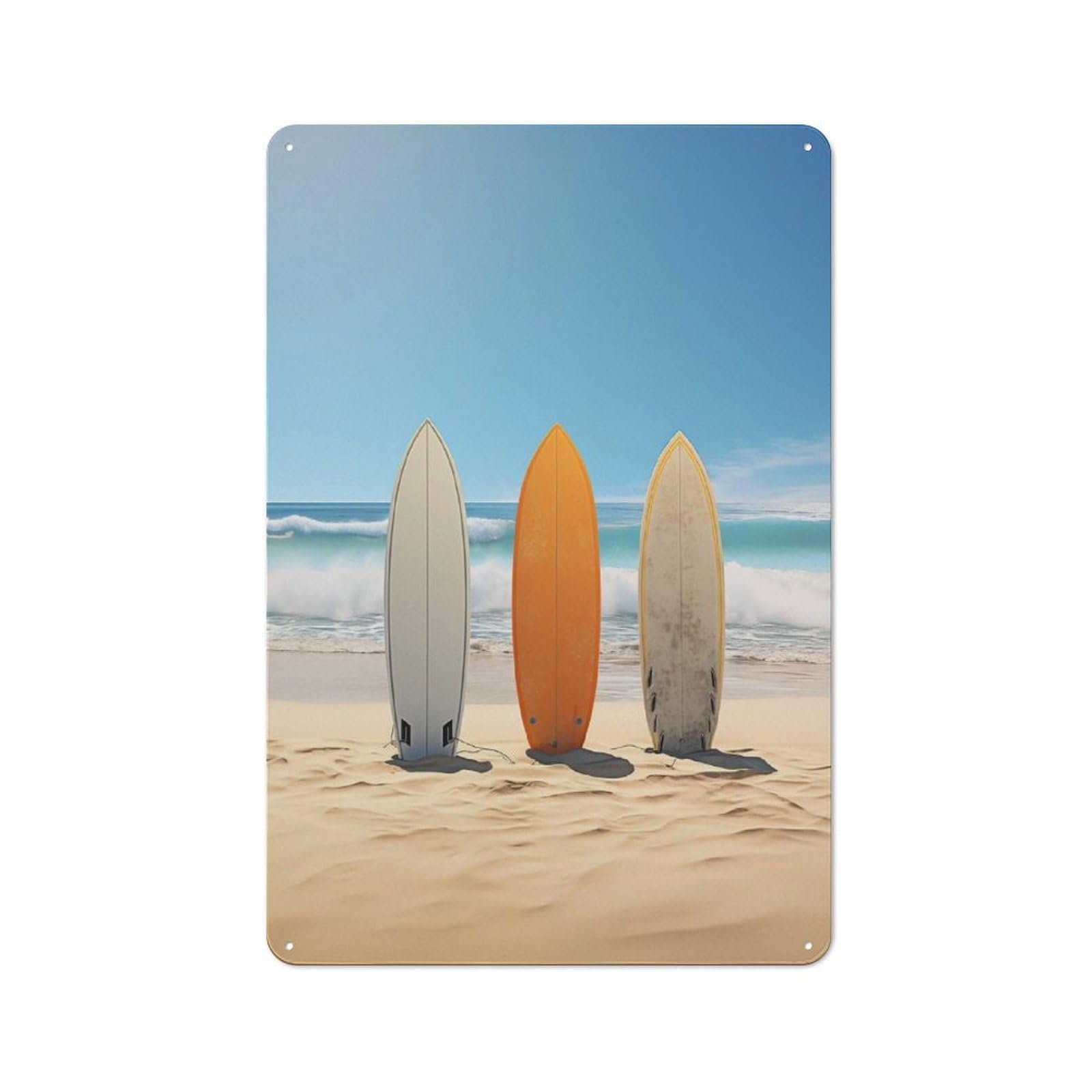 Junmoney Surfboard Paradise Vintage Tin Sign 30X20cm Featuring For Workshop Wall, Gift For Metal Sign Collectors During The Christmas Season
