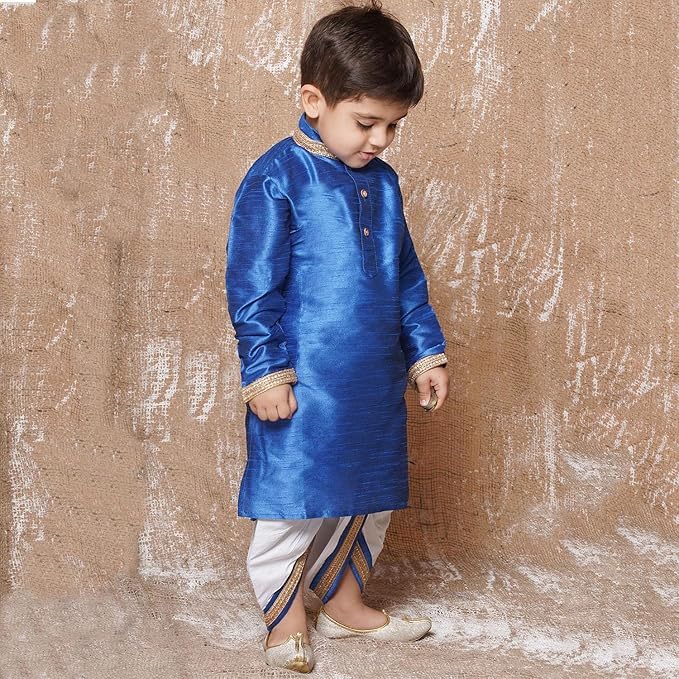 Image of AJ DEZINES Kids Ethnic Wear Pure Cotton Dhoti Kurta Set For Boys