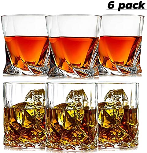 Image of PrimeWorld Premium Two Style Whiskey Glasses Set of 6 Pcs 300 ml Each for Drinking Bourbon /Cocktail Glasses /Bar Whisky Glasses