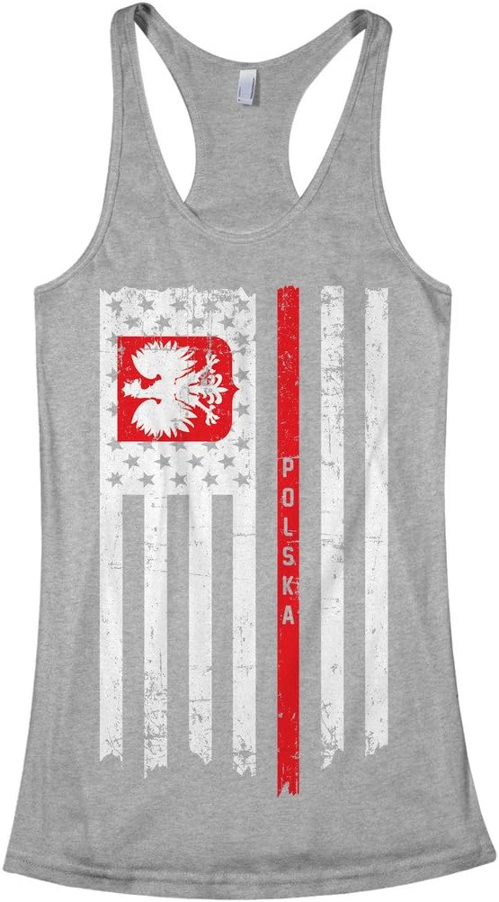Threadrock Women's Poland USA Polish American Flag Racerback Tank Top