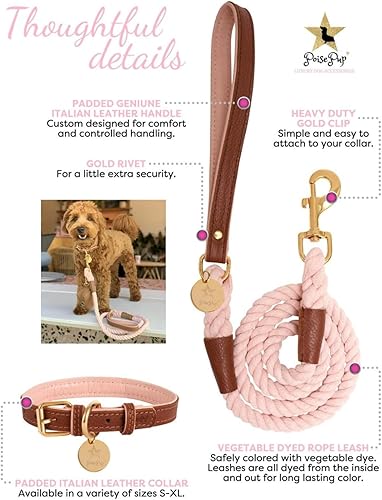 Miniatura 4 de POISEPUP Collar de perro de cuero genuino con hebilla para perros pequeños, medianos y grandes, hecho a mano, ajustable y suave para cachorros de