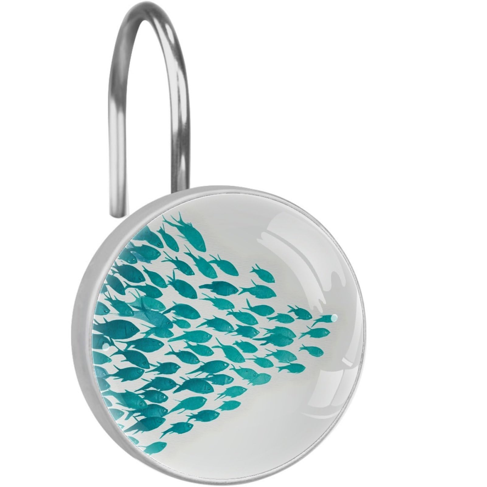 VAPOKF Decorative Shower Curtain Hooks, Fishes Rustproof Stainless Steel Shower Curtain Rings for Bathroom, Shower Curtain Hangers for Shower Rod, 12 Pack