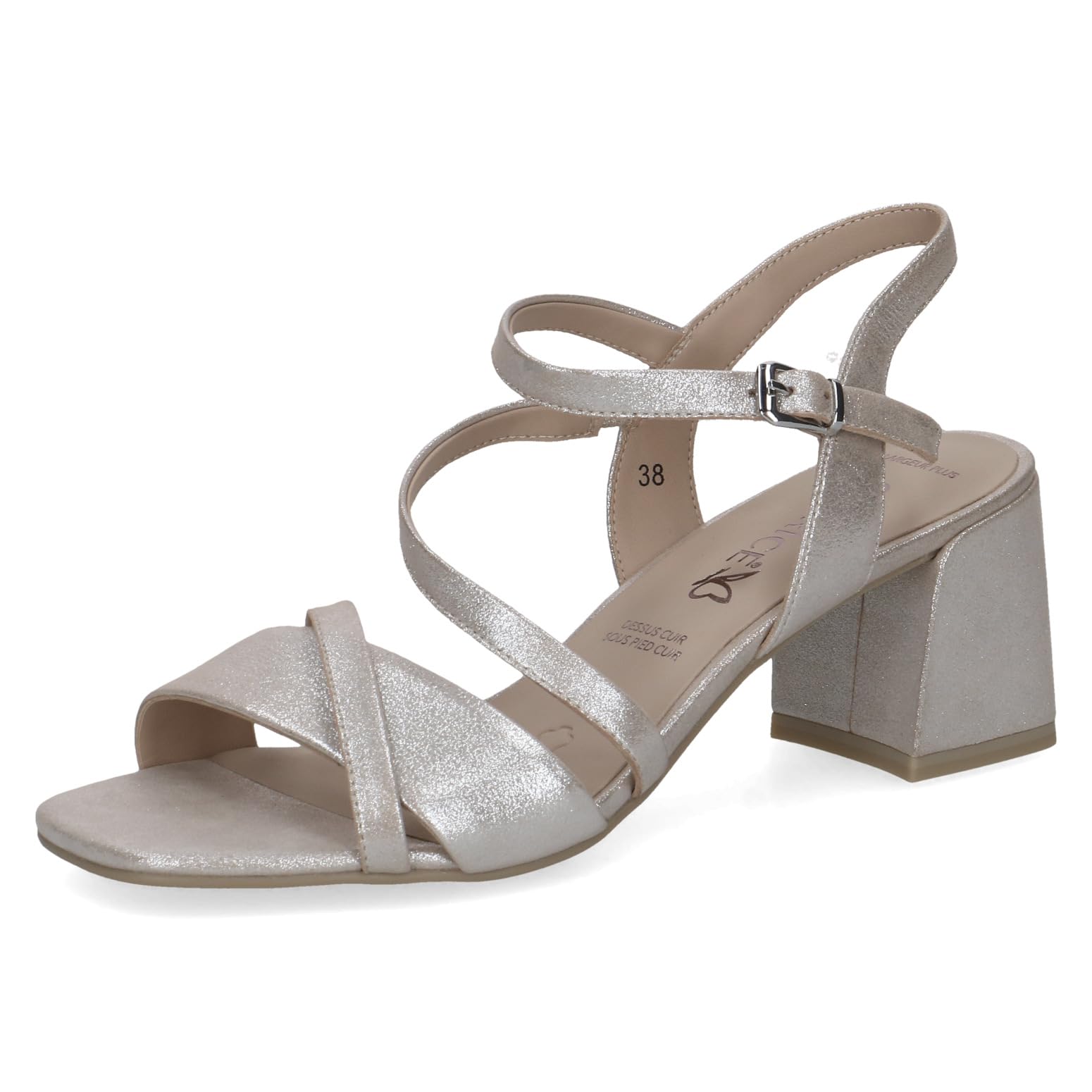 Caprice women's heeled sandal in leather, Metallic (TAUPE SUE.MET.), 7.5 UK