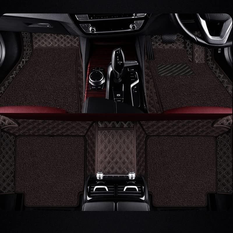 Image of NCEHEAL 7D Compatible with Tata Altroz Custom Fitted Faux Leather 7D Antiskid Car Floor Mats - Coffee with Beige Thread