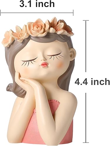 Miniatura 2 de Ysditrk Macetas de cara con agujero de drenaje con ojos cerrados, macetas de cara para plantas de interior y exterior, pequeñas