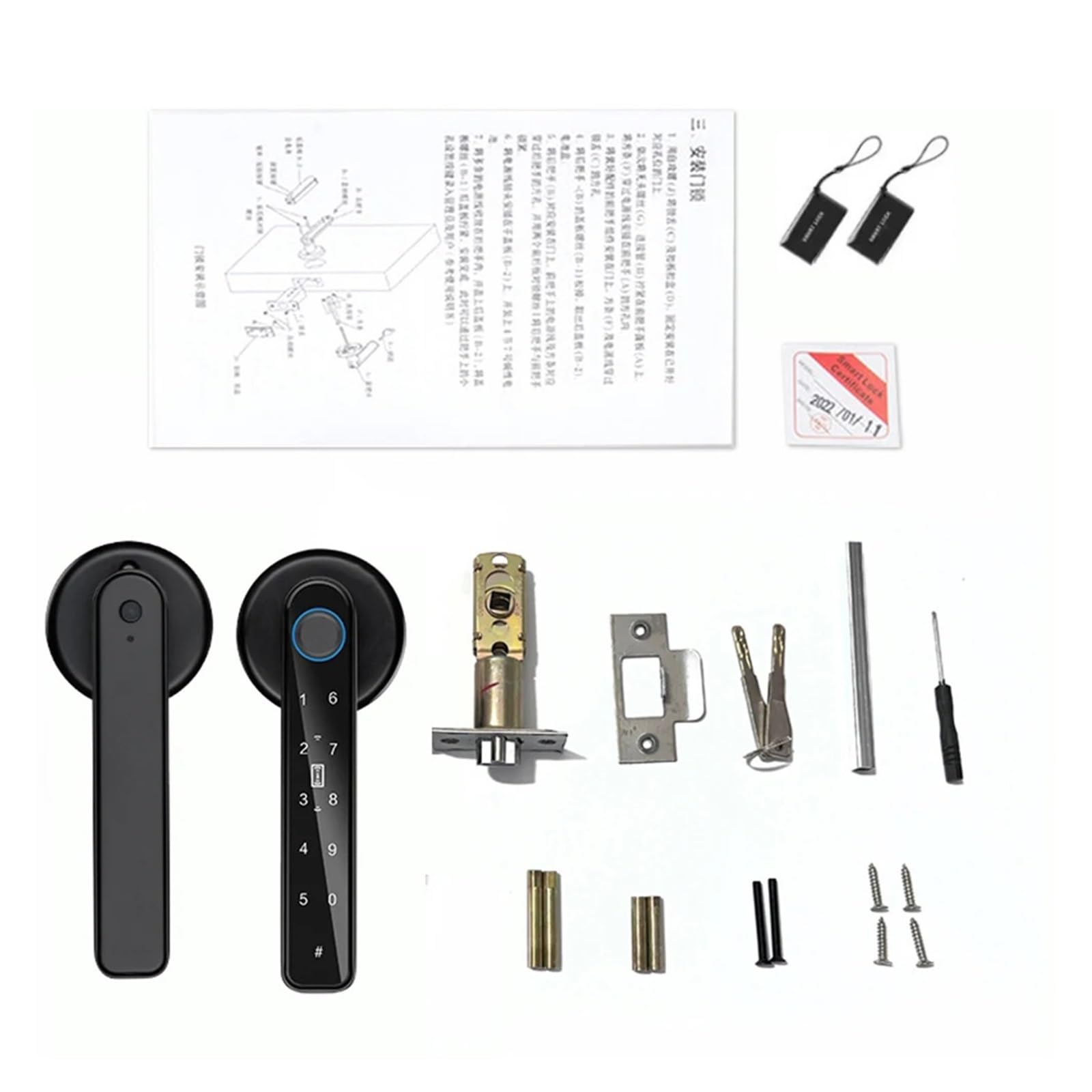 Cerradura de puerta de huellas dactilares TTLOCK APP Control de huellas dactilares Cerradura de seguridad tipo C Carga de emergencia para puertas de 3,5-6,5 cm de grosor