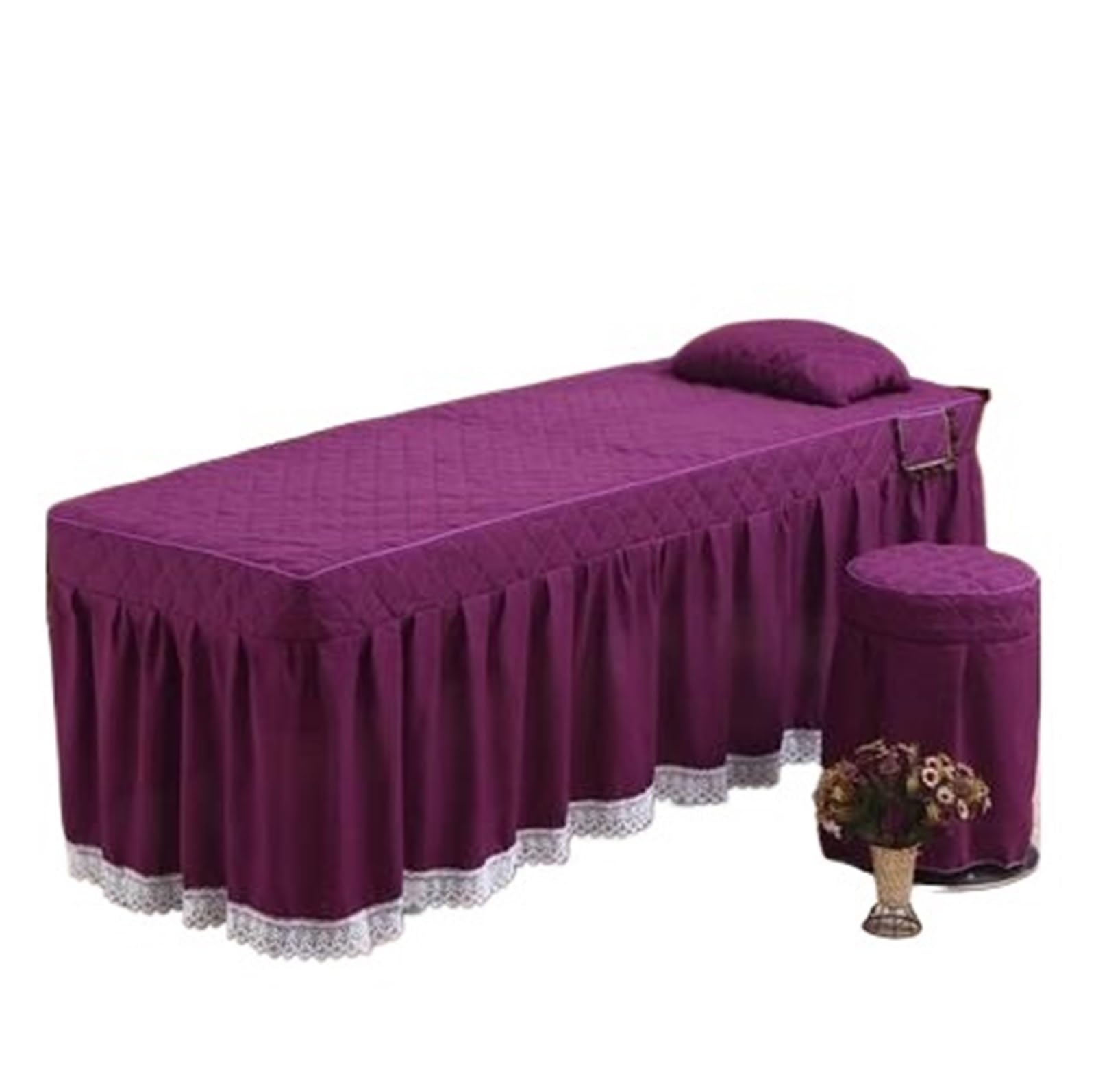 Massage Bed Sheet 2pcs Set Bed Skirt+ Pillowcase SPA Massage Table Cover Sheet Bedskirt with Hole(Color 7,70x185)