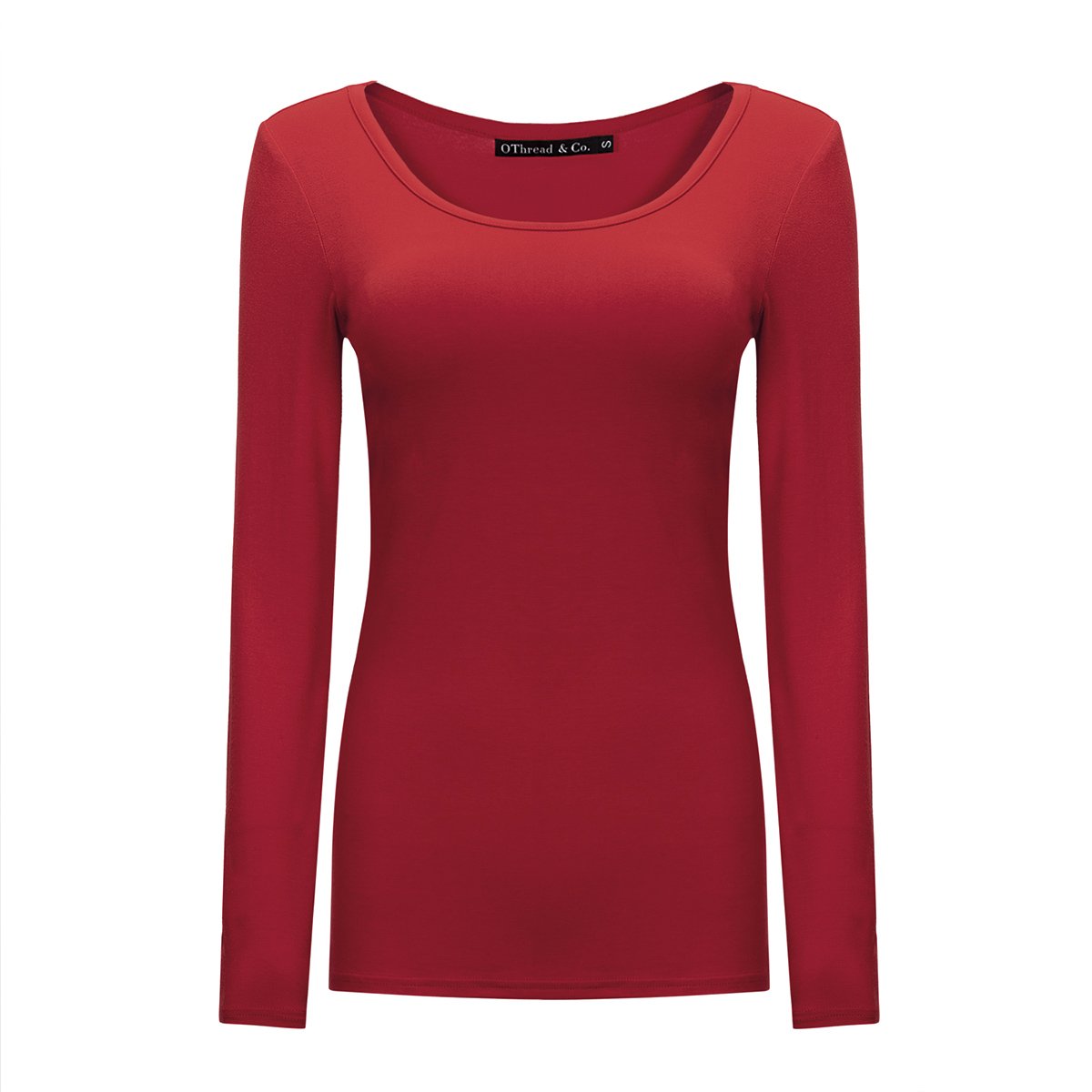 OThread & Co. Women's Long Sleeve T-Shirt Scoop Neck Basic Layer Stretchy Shirts