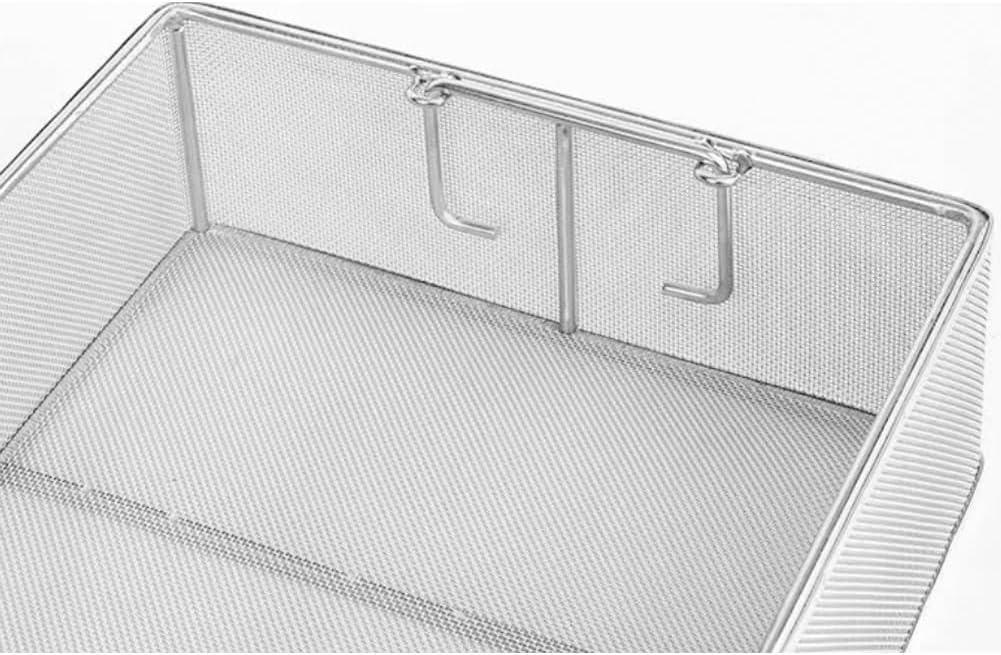 Vassoio per strumenti medici, cestino per sterilizzazione in acciaio inox con manico retrattile, cestino per disinfezione, design perforato a rete da 1 mm per una facile pulizia