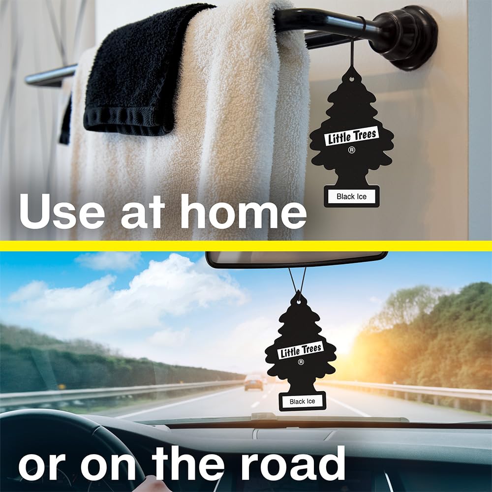 LITTLE Air Fresheners Car Air Freshener. Hanging Tree Provides Long Lasting Scent for Auto or Home. Black Ice, 24 Air Fresheners - 2