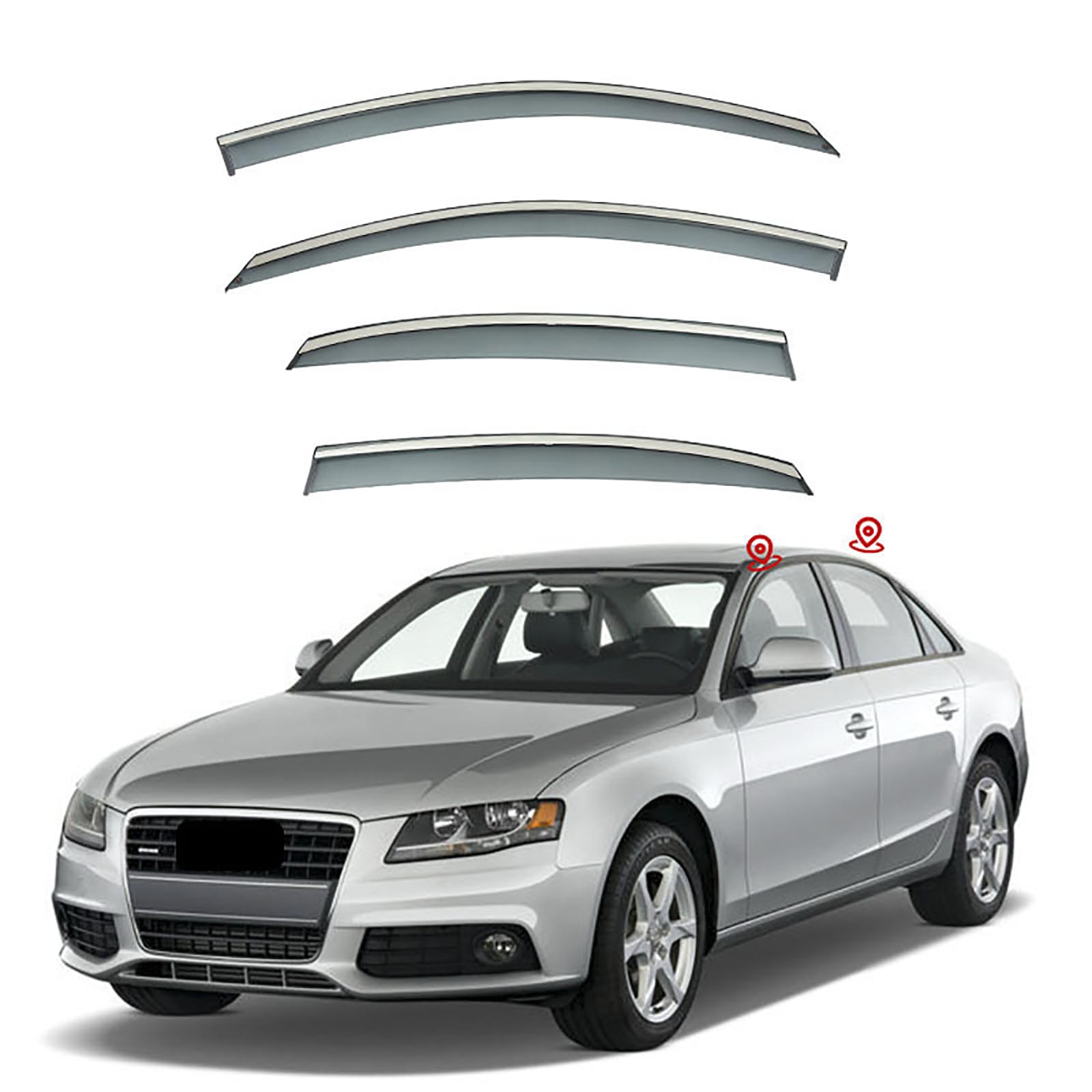 Deflectores De Viento Para Audi A4 B7 (2000-2008): Acrílico, 4 Piezas, Fácil Instalación