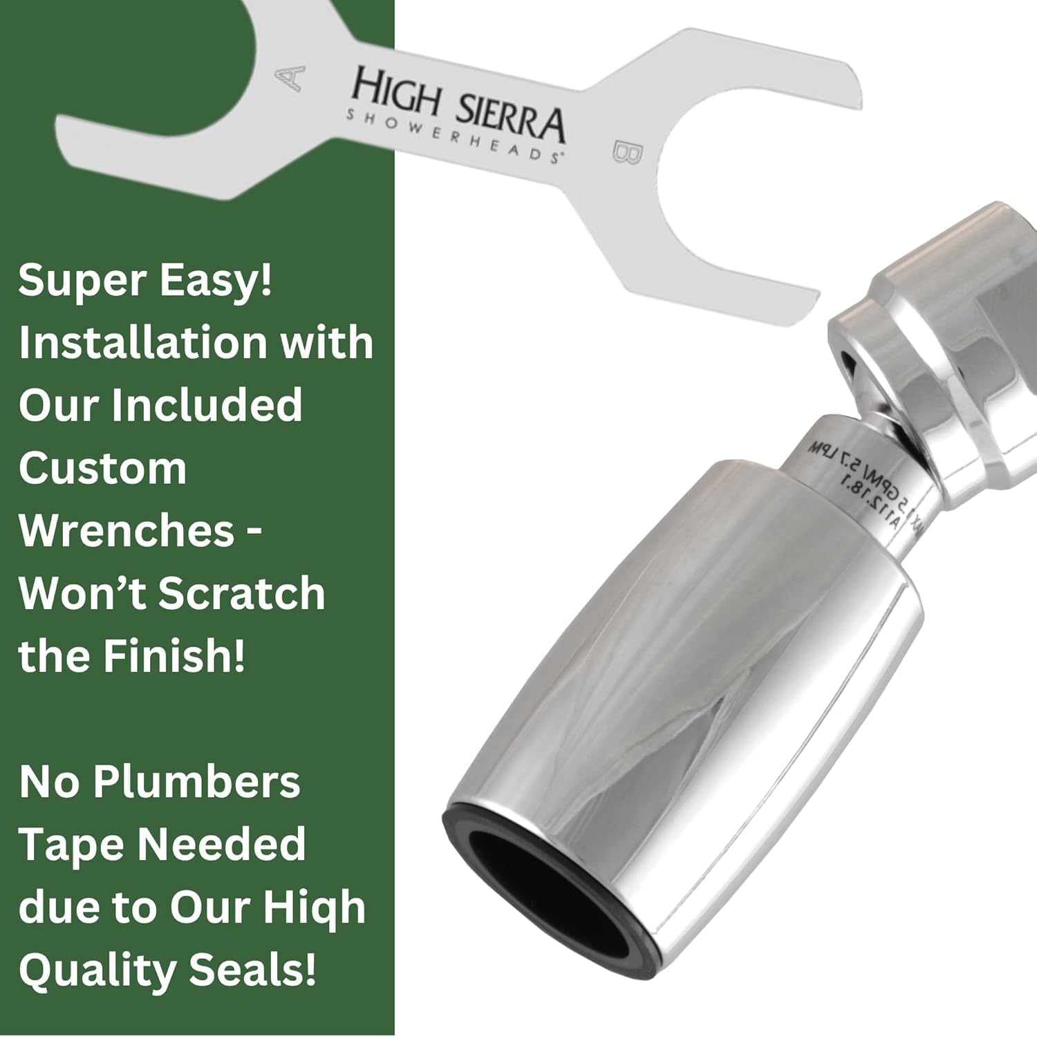 High Sierra Showerheads Todo WaterSense de metal certificado 1,8 gpm alta eficiencia ducha de bajo flujo (níquel)