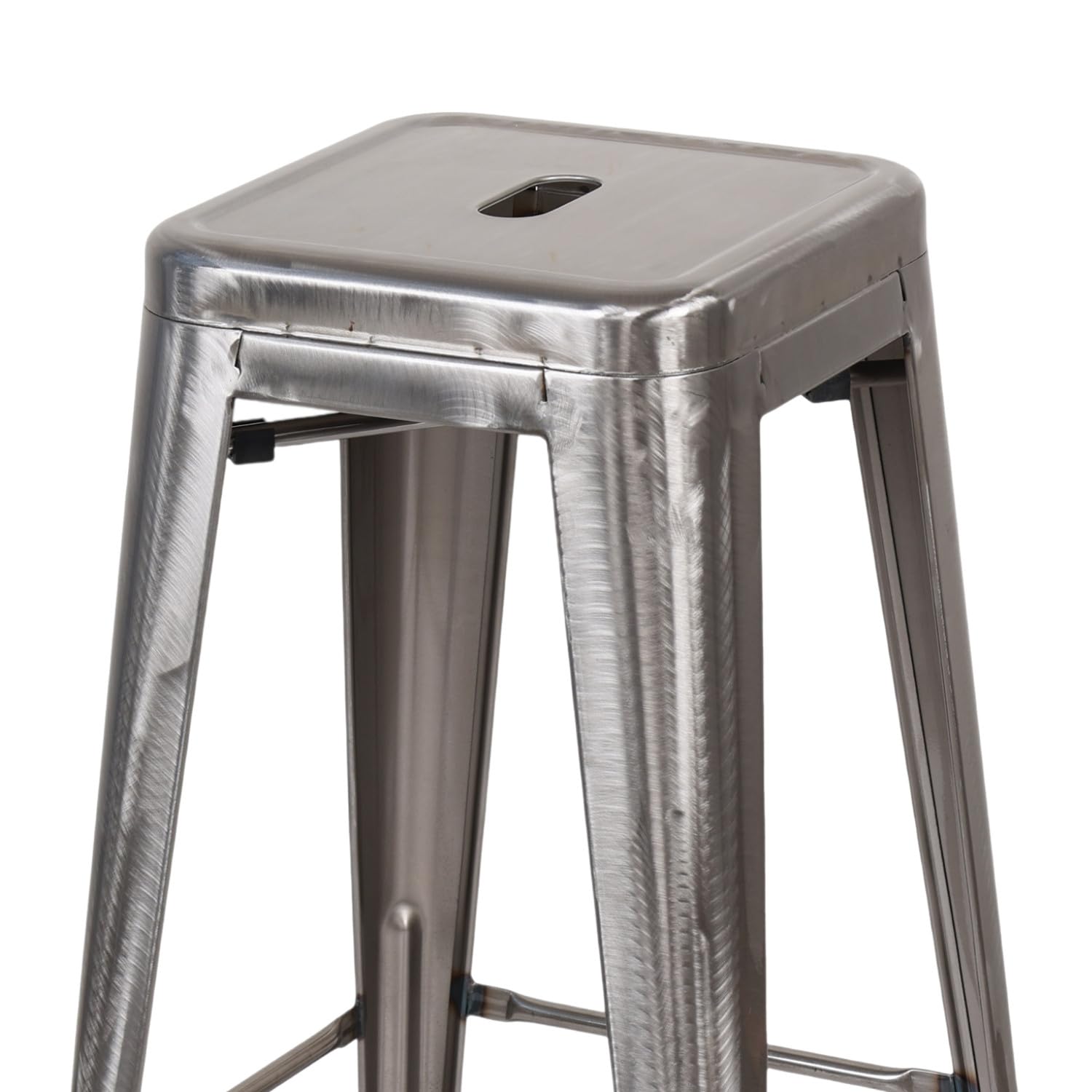 THINIA HOME Pack 2 Taburetes Medios Industriales Apilables de Acero 43x43x76cm
