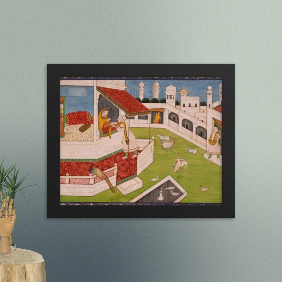 Indigenous Valley Princess Rukmini Sends a Message to Krishna - Framed Art Print for Living Room | Wall Decoration| Home Decor (8x10 inch)