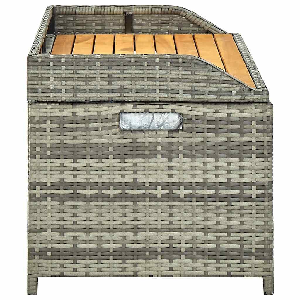vidaXL Ławka ogrodowa ze schowkiem, 120 cm, polirattan, szara