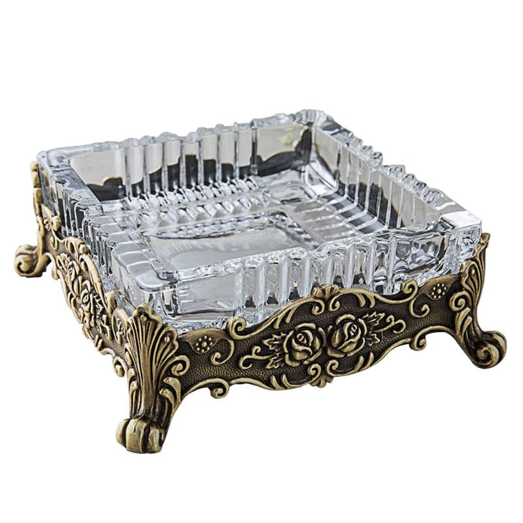 ashtray， for Cigarettes Glass Ashtray Bar Hotel Large Retro Metal Personality Cigar(C)