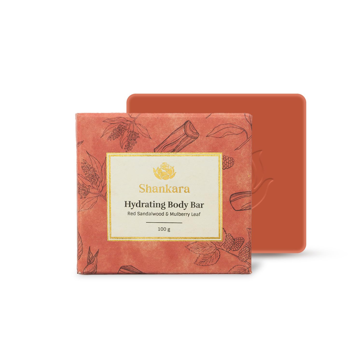 Shankara Hydrating Body Bar – Red Sandalwood & Mulberry Leaf | Natural pH-Balanced Soap Bar for Face and Body | Plant-Based, Cruelty-Free | 100g