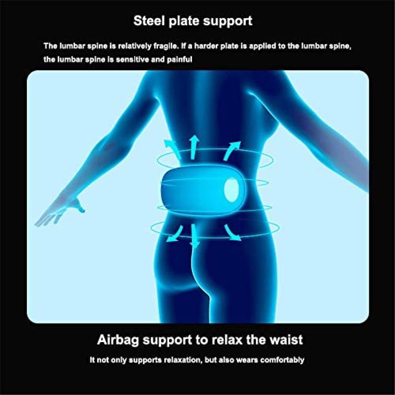 Cinturón De Masaje De Espalda Lumbar con Calefacción - 3 Configuraciones De Calor, Cinturón De Sujeción Inalámbrico Envoltura De Calefacción por Infrarrojos Lejanos, Cinturón De Cintura Calentado
