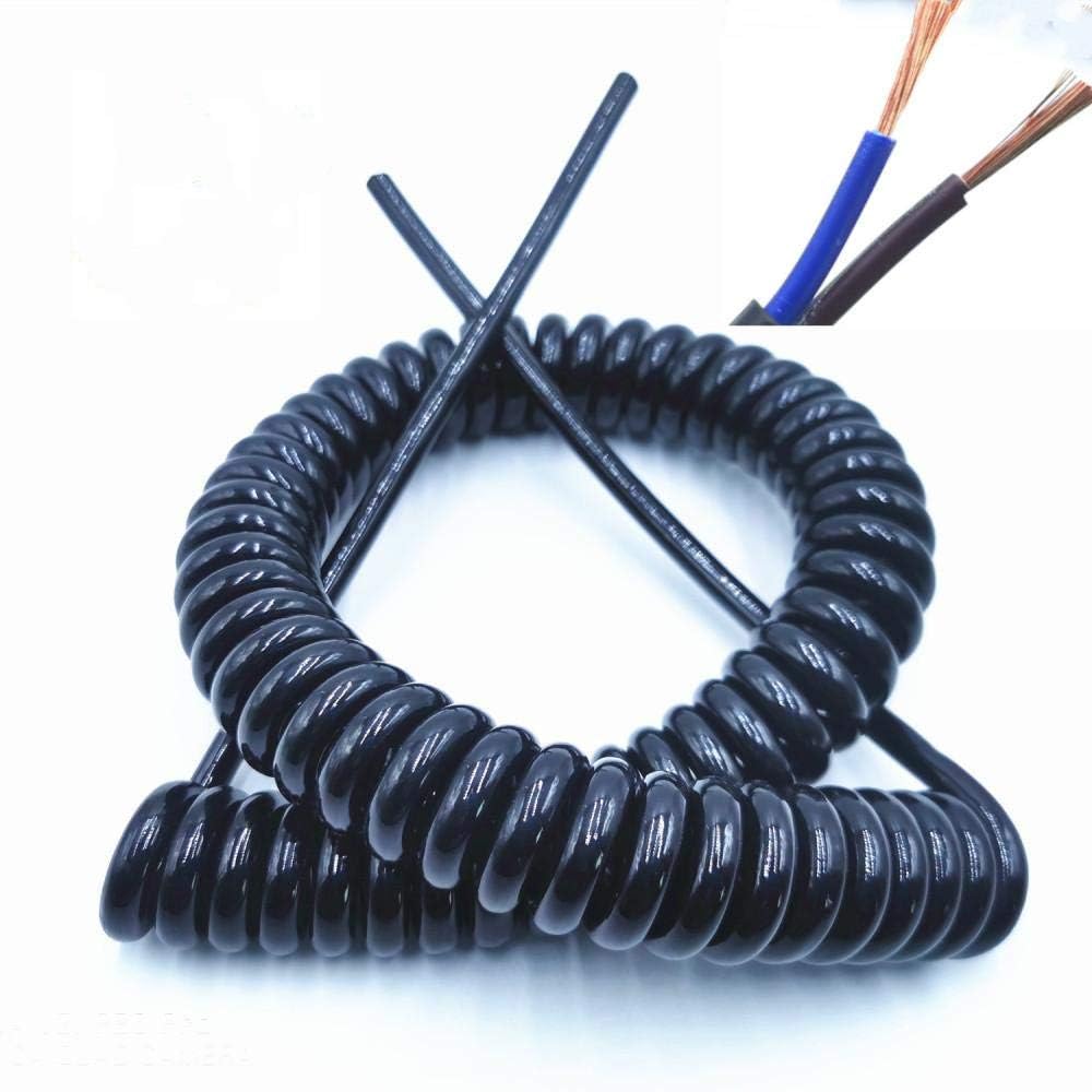 Spiral Cable Spiral Cable 2-Core Telescopic Spring Wire 24AWG 20AWG 17AWG 14AWG Power Cable Length Extendible 2.5 m 2 Conductors 24AWG Black-Xian