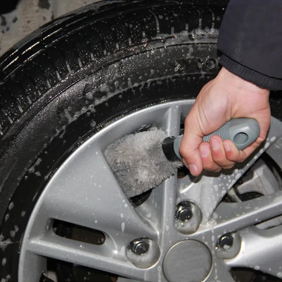 Spazzola Per Cerchi Auto JNNJ - Setole Morbide In Nylon, Manico Ergonomico, Pulizia 360° - Foto 14