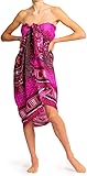 PANASIAM Paréo, paréo au design Maoi, tissu d'été léger en viscose fine 190x113cm Rose Magenta