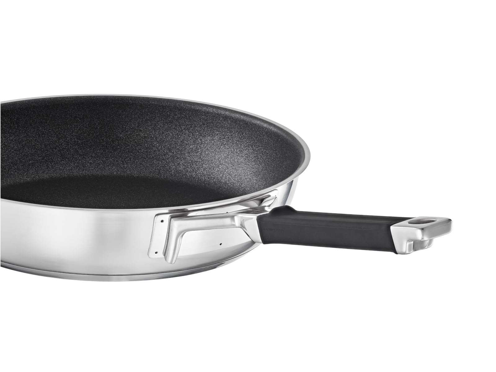 RÖSLE SILENCE PRO Bratpfanne, Pfanne mit kratzfester Premium-Antihaftversiegelung ProResist, Silikongriff, 28 cm, Edelstahl 18/10, induktionsgeeignet, spülmaschinengeeignet, Silberfarben/Schwarz