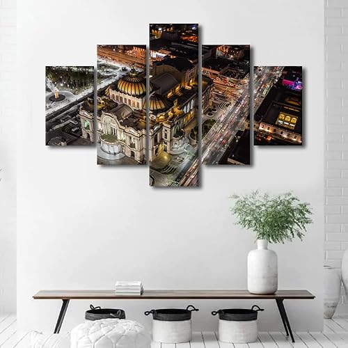 Vista 228 de TUMOVO 5 paneles de arte de pared de volcán en México, impresión sobre lienzo, paisajes naturales, cuadros para dormitorio, decoración del hogar