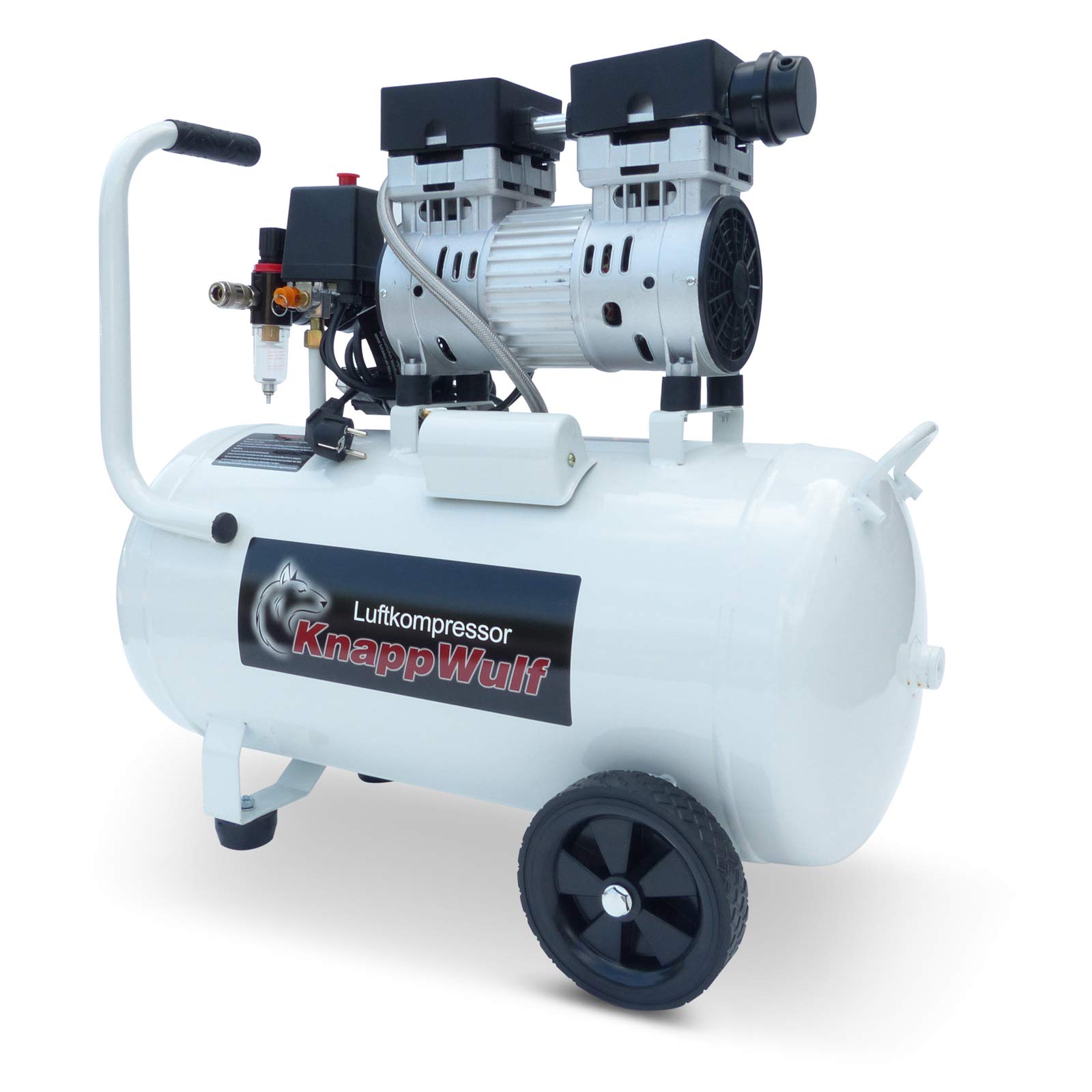 KnappWulf KW1050 - Compresor de aire con caldera de 50 L, 69 dB, 750 W, silencioso, con separador de agua, compresor de aire comprimido 140 l/min