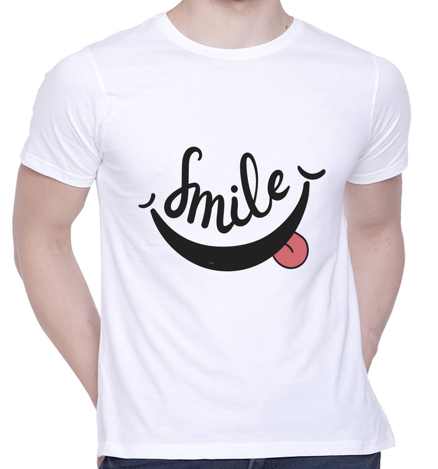 CreativiT Graphic Printed T-Shirt for Unisex Naughty Smiley Design Cool Tshirt Tshirt | Casual Half Sleeve Round Neck T-Shirt | 100% Cotton | D00712-46