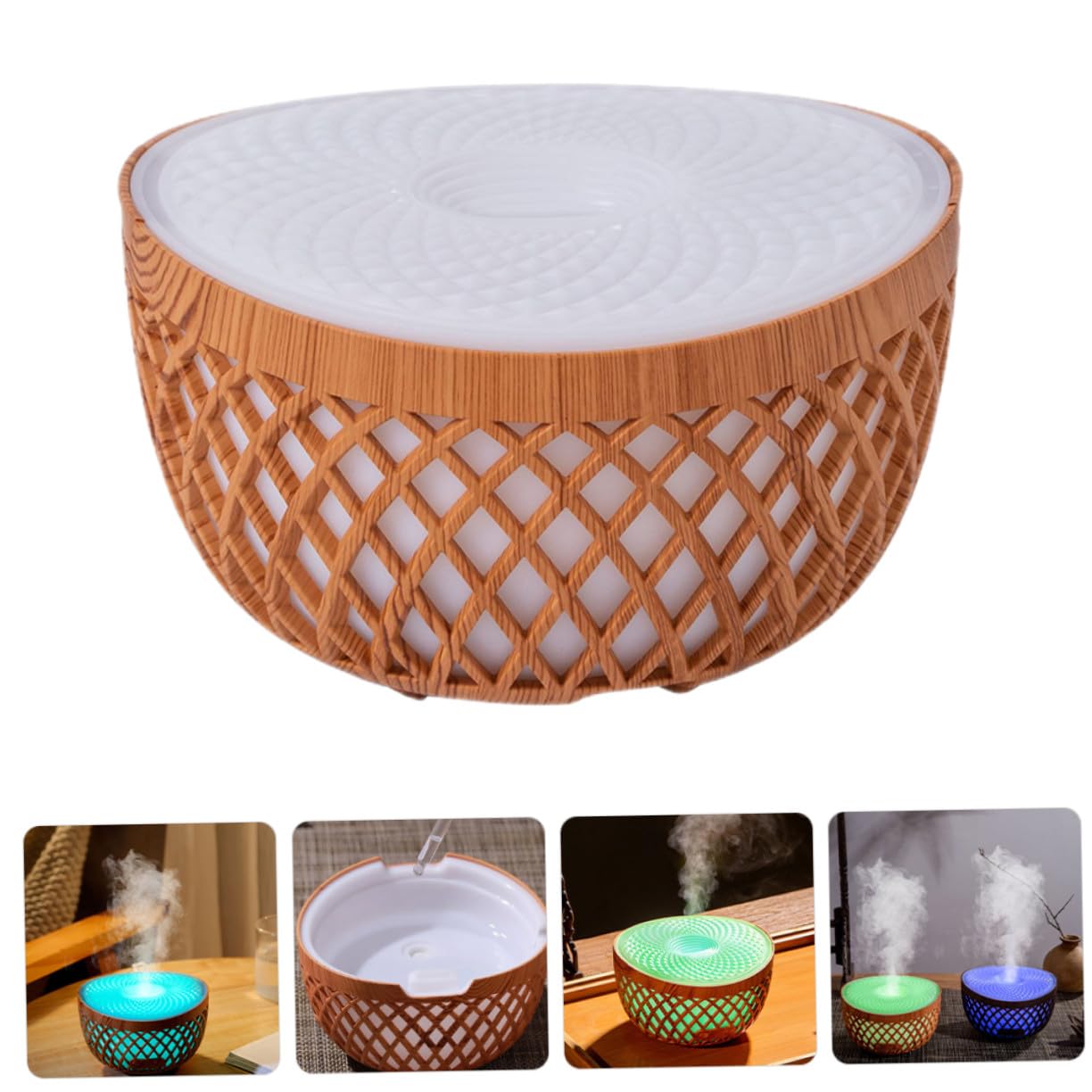 Gatuida Humidificador y Difusor de Esencias Decorativo de Escritorio, 320ml, Diseño de Madera Hueca, para Hogar